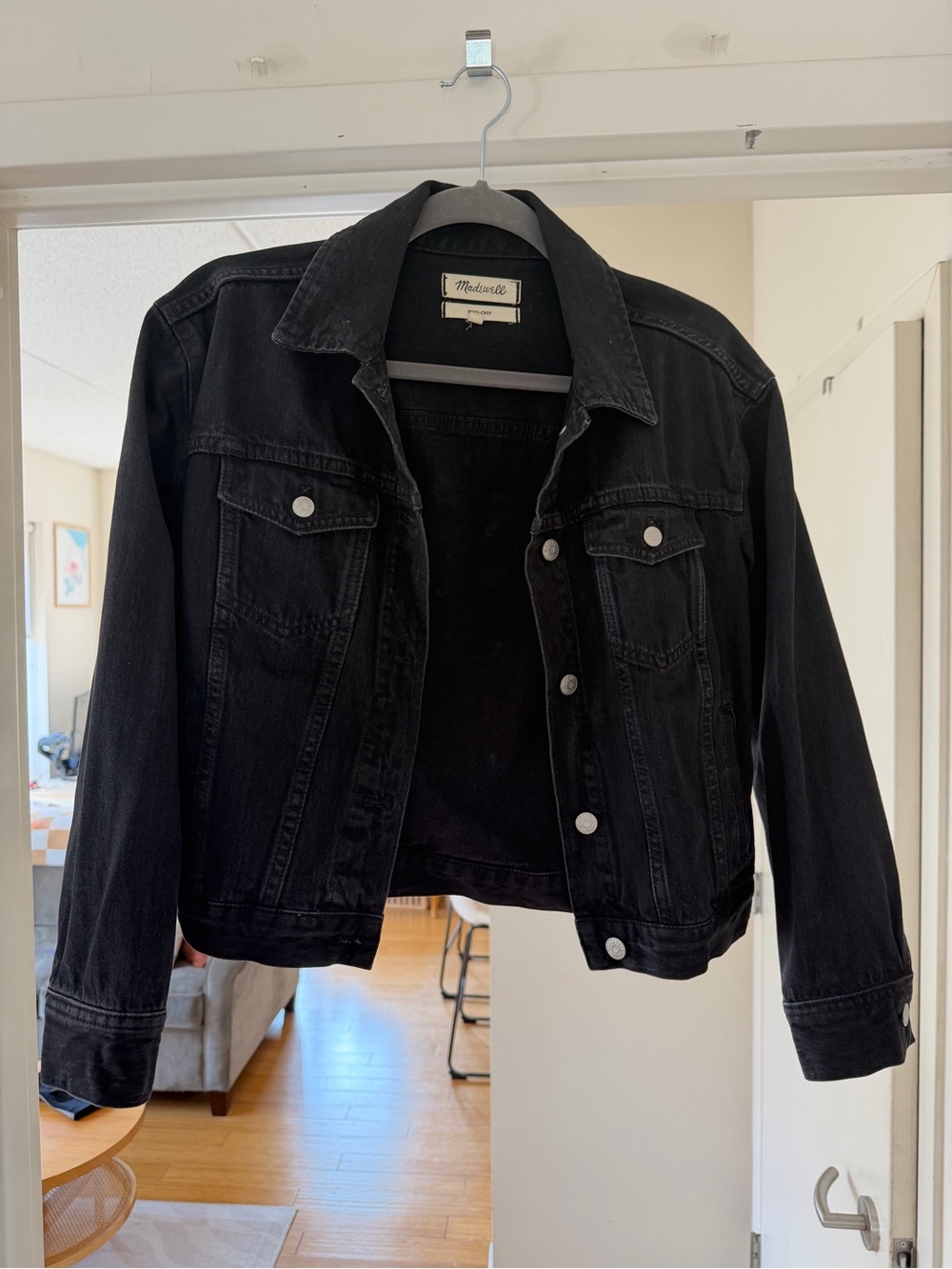 Madewell Black Boxy Crop Jean Jacket